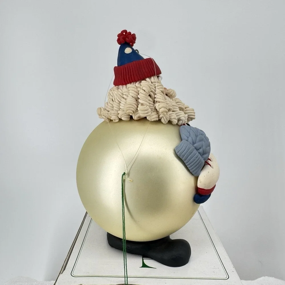 Vintage Department 56 Ice Skating Santa Ornament Knit Cap‎ Holiday Christmas